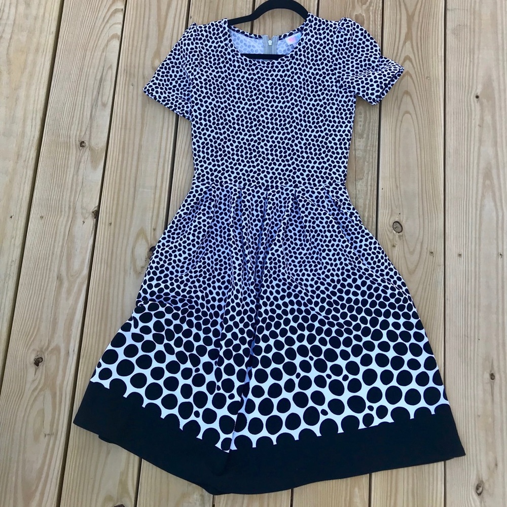 Black and white polka dot Lularoe Amelia Dress